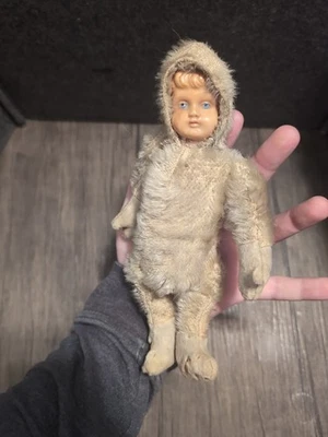 古董德国阿拉斯加爱斯基摩民间艺术娃娃真毛皮传统服装赛洛伊  — 第 1/4 张图片