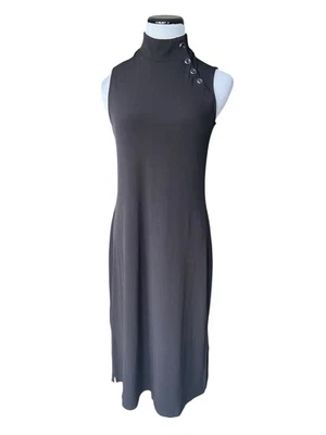 Vestido Susan Graver para mujer tejido líquido cuello falso talla XS negro minimalista viaje Foto 1 de 4