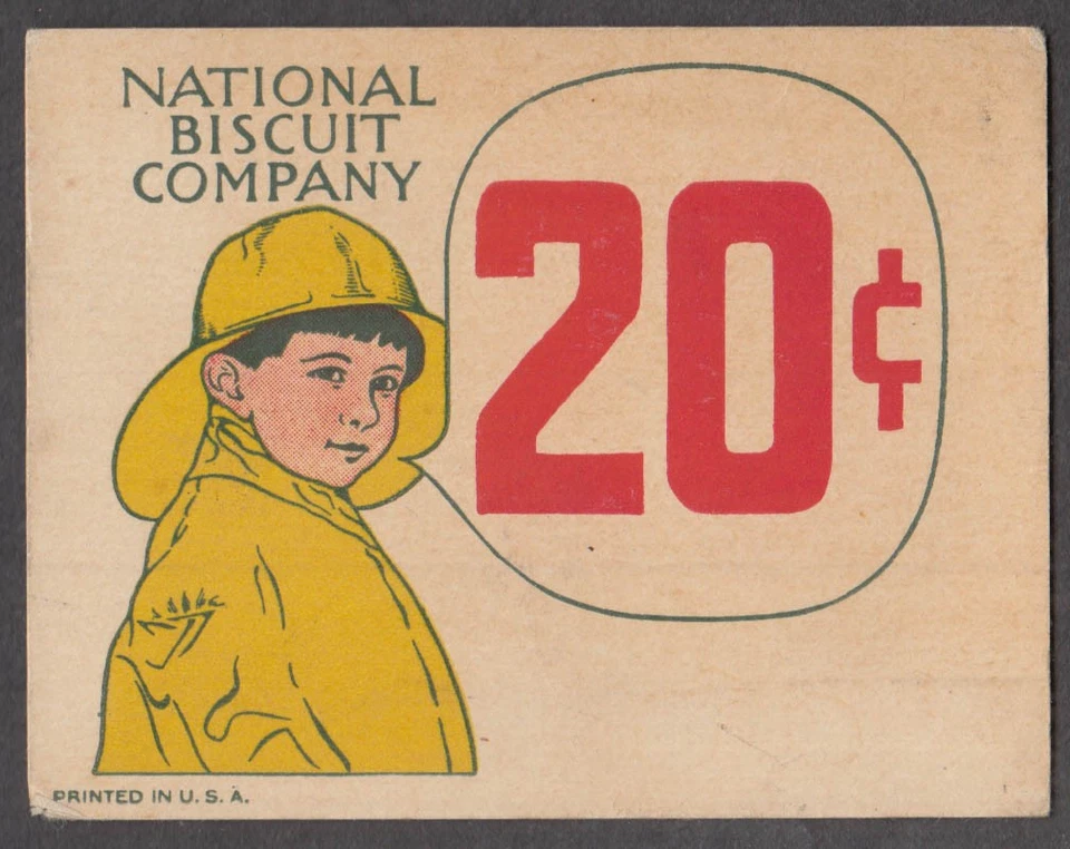 National Biscuit Company UNEEDA Nabisco boy yellow raincoat 20c sign c 1930s - Image 1 of 1