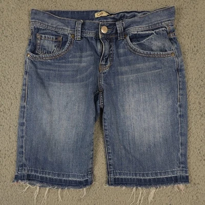 CAbi Jean Shorts Women 2 Blue Denim Bermuda Release Hem Cut Off Low Rise Bermuda - Image 1 of 4
