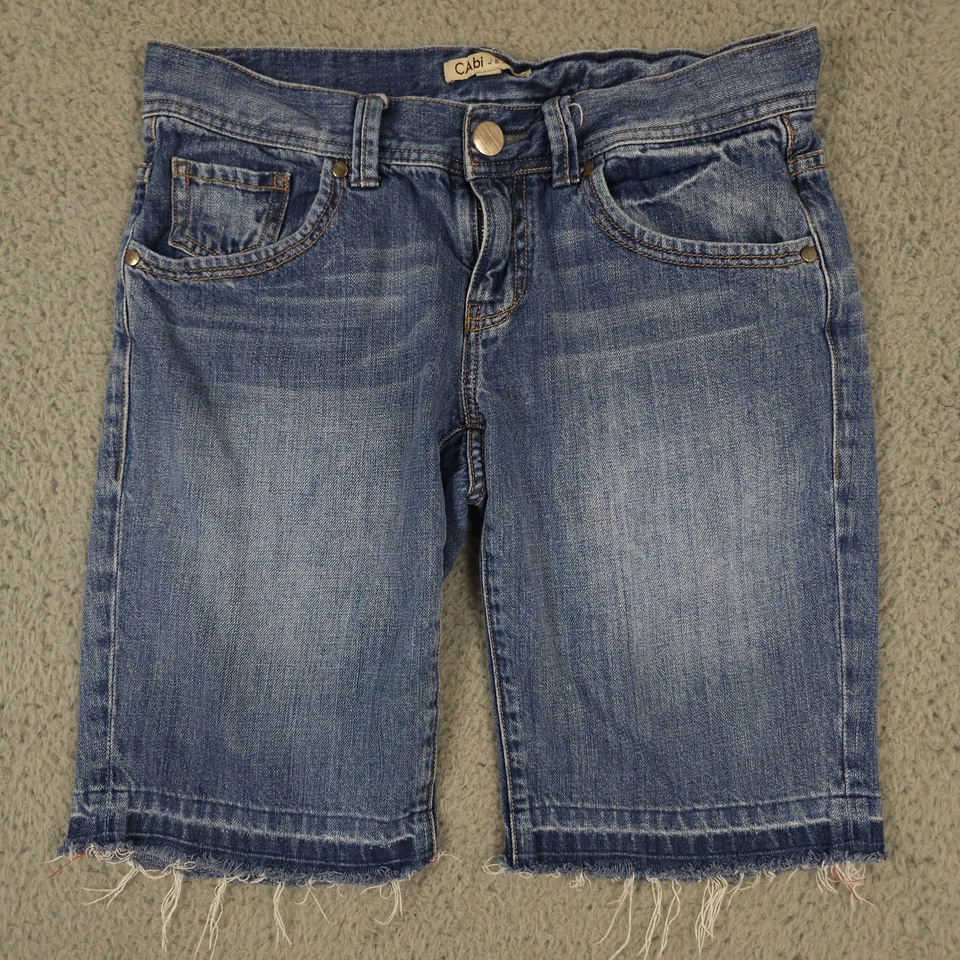 CAbi Jean Shorts Women 2 Blue Denim Bermuda Release Hem Cut Off Low Rise Bermuda - Image 1 of 4