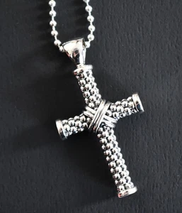 🆕LAGOS Signatur Kaviar Perlen KREUZ Sterlingsilber Anhänger Halskette 34" - Bild 1 von 10