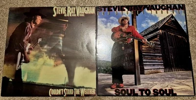 2 LP lot Stevie Ray Vaughan SRV Soul To Soul Couldn't Stand The Weather Vinyl - Image 1 of 4