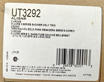 Moen UT3292 Align M-Core 3 Series Shower Only Trim Kit in Chrome COMPLETE & NEW! - Image 1 of 4