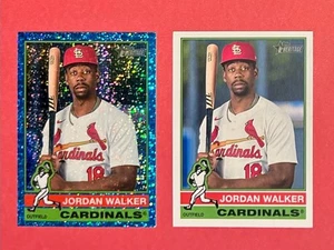 JORDAN WALKER 2025 Topps Heritage CHROME BLUE SPARKLE #451 and Base #451 - Picture 1 of 2