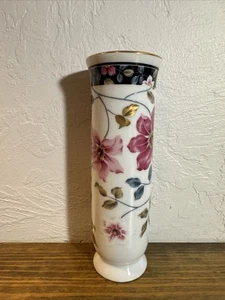 Jarrón Floral Vintage de Supreme Rosa Tonos Florales y Hojas Azul y Verde 6.5"x2 - Imagen 1 de 7