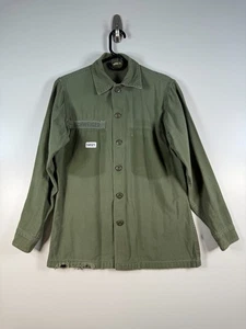 Vintage 50er 60er US Army Herren Knopfleiste Vietnam Ära OG 107 Hemd grün Gr. 14,5x31 - Bild 1 von 17