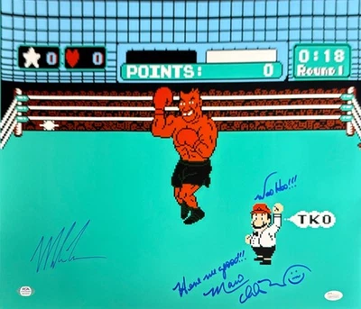 Mike Tyson Charles Martinet Signed 16x20 Boxing Punch Out Photo PSA JSA - Image 1 of 2