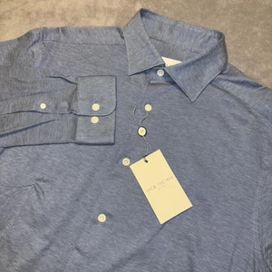 Jack Victor Shirt Men's Size M Blue White Long Sleeve Cotton Spread Collar NWT - Picture 1 of 16