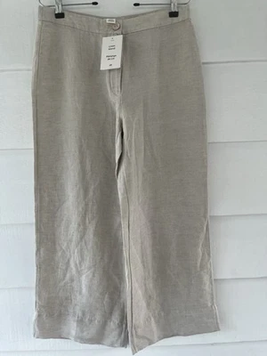 Pantalones blandos beige de pierna ancha de lino Resort Vacation By HM talla EE. UU. 8 NUEVOS CON ETIQUETAS  Foto 1 de 4