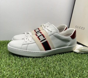 Size 11 G (11.5 US) - Gucci Ace Gucci Stripe ‘ White, Red ‘ | GREAT! - Picture 1 of 16