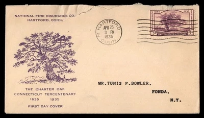 Mayfairstamps US FDC 1935 Connecticut Anniv Charter Tree First Day Cover aau_513 - Image 1 of 2