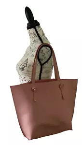 Macy’s Mauve Shopper Picnic Faux Leather Large Tote Pre-Owned - Picture 1 of 7