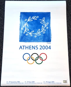 Athens 2004 Olympics Vintage Original PRIMARY LOGO 19x26 POSTER Greece Import - Picture 1 of 3