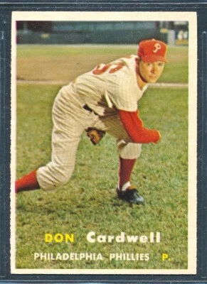 1957 Topps #374: DON CARDWELL Rookie RC Philadelphia Phillies ~ EX-MT a quase perfeito - Imagem 1 de 2