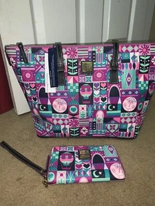 Disney Parks Dooney & Bourke Small World Set Tote Is New Wallet Is Used - Picture 1 of 9