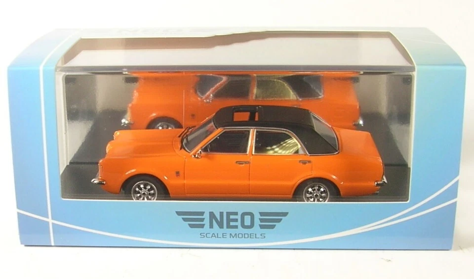 Ford TAUNUS GXL 4-türer 1973 Arancione Nero Modellino 1 43 Neo Scale Models