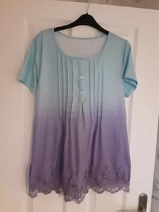 Shaded Short Sleeve Top With Lace Hem Brand New Without Tags 38in Chest - Picture 1 of 4