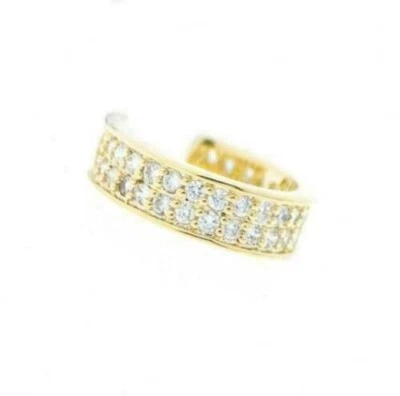 Pendiente brazalete oreja de dos filas chapado en oro amarillo de 14 k diamante redondo creado en laboratorio de 0,20 quilates Foto 1 de 3