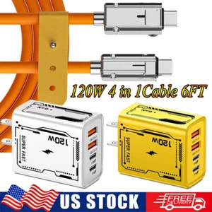 4-in-1 USB C Cable 120W 6FT for Apple Cable Fast Charging 480Mbps Data Sync - Picture 1 of 29