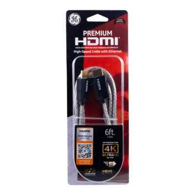 GE~6ft~Premium HDMI Cable~WITH Ethernet~ULTRA HD 4K~18gbs~Gold Leads~New In Box - Image 1 of 4