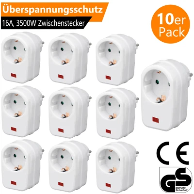 10x Überspannungsschutz Zwischenstecker Steckdose Blitzschutz Kindersicherung - Bild 1 von 4