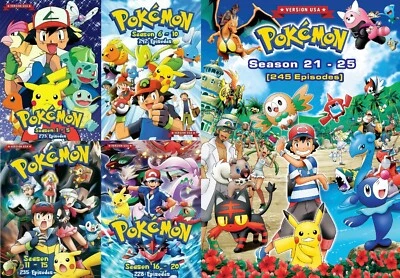 POKEMON SERIES (Season 1 - 25) DVD All Region USA English Version Foto 1 de 4