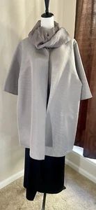 Zoran Vintage Designer 100% Seide Moire vorne offen Silber Jacke Made in Italy - Bild 1 von 22