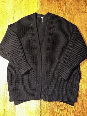 Cárdigan grueso Free People Dare to Dream XS bolsillos negros de gran tamaño Foto 1 de 4