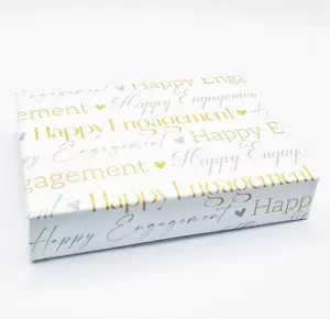 2 Sheets Happy Engagement Gold Silver Writing Classy And Elegant Wrapping Paper - Picture 1 of 2