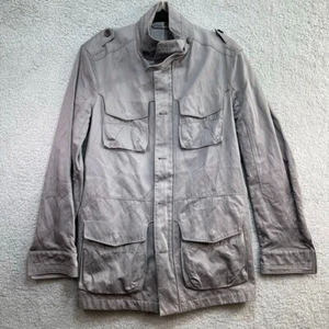 Elie Tahari Jacket medium Grey Zip Front Cotton Blend 4 pocket Safari type retro - Picture 1 of 15