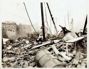 1936 Pressefoto Straßenansicht des Tornado-Sturmschadens in Gainesville, Georgia - Bild 1 von 2