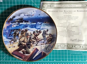 Franklin Mint "Storming the Beaches of Normandy" Collectors Plate. T7487 - Foto 1 di 5