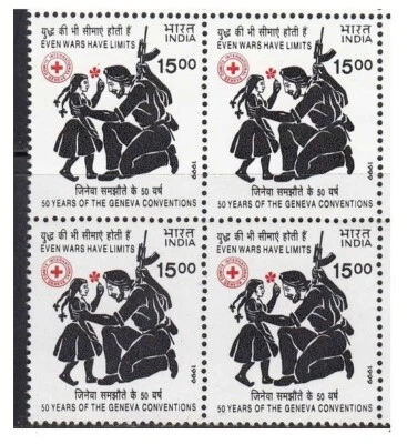 India 1999 Convención de Ginebra Soldado Cruz Roja Sello de guerra Negro/4 MNH Foto 1 de 2