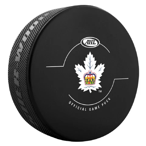 GAME PUCK - AHL TORONTO MARLIES 2016-2018 OFFICIAL White Leaf /Crown - LAST1 Cover