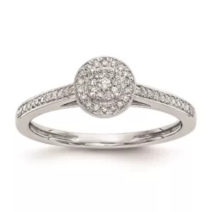 10K White Gold Halo Cluster 1/5 Ct. Diamond Engagement Ring For Womens Size 7 - Picture 1 of 8