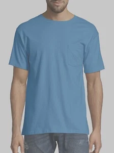 Hanes authentisches kurzärmeliges Taschen-T-Shirt für Herren, Denim blau, 2XL - Bild 1 von 4