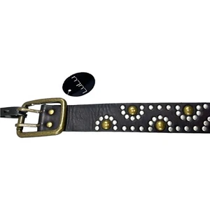 LuLu Black Silver & Gold Studded Belt Black Western Cowgirl Biker Size XL - Picture 1 of 8