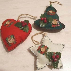 Addobbi Per Albero Di Natale In Pannolenci Alberello Stella E Cuore Fatti a Mano - Foto 1 di 13