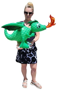 Large Fire Breathing Green Inflatable 30" Dragons -Flying, Hanging and Standing - Picture 1 of 9
