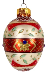 180 Degrees Egg Ornament Christmas Easter Jewels Gold Hand Paint A Beauty #104 - Picture 1 of 8