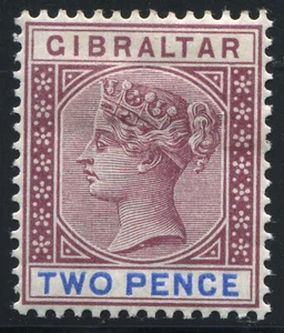 Gibraltar 1898 QV 2d. brown-purple ultramarine SG 41 Mint Hinged MH - Picture 1 of 2