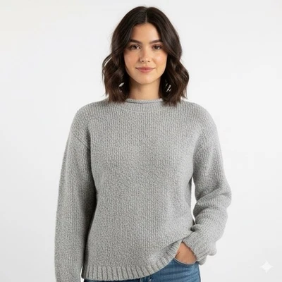 Vintage Structure Urban Wear Gray Textured Wool Blend Crewneck Sweater Medium - Image 1 of 4