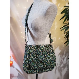 Vera Bradley Hadley Rain Forest Crossbody Quilted Bag Zip Closure Geometric - Picture 1 of 12