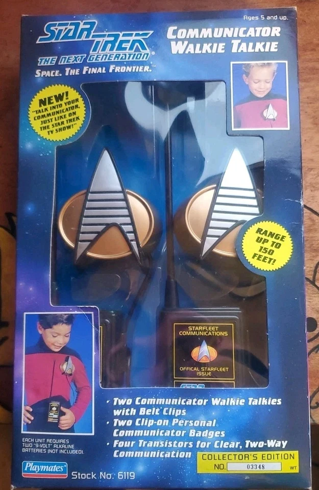 NOS Playmates 1993 Star Trek The Next Generation Communicator Walkie Talkie 6119 - Image 1 of 2