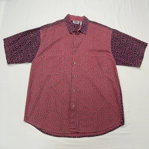 GITANO Mens Shirt Large Pink Geometric Button Up Short Sleeve Casual VTG 80s 90s - Picture 1 of 17