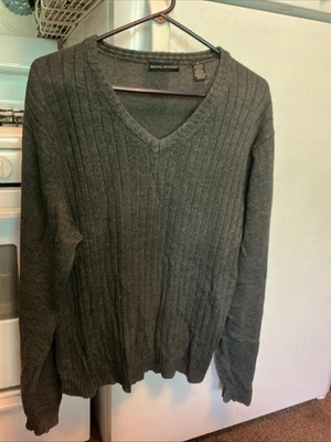 Michael Brandon Mens Dark Grey V-Neck Long Sleeve Knit Sweater Size Large - Image 1 of 3