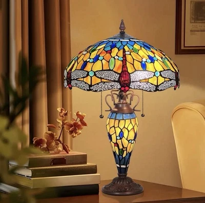 24” Capulina Tiffany Dragonfly Table Lamp Yellow for Living & Bedroom - Image 1 of 4