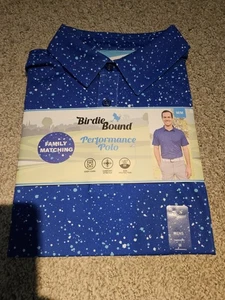 Polo de rendimiento Birdie Bound AZUL MOTEADO para hombre nuevo con etiqueta talla MEDIANO - Imagen 1 de 3
