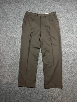 Pantalones de vestir Ermenegildo Zegna para hombre talla 36 caqui 100 % lana plisados con puños Foto 1 de 4